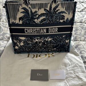Christian Dior Blue and White Tote Bag
